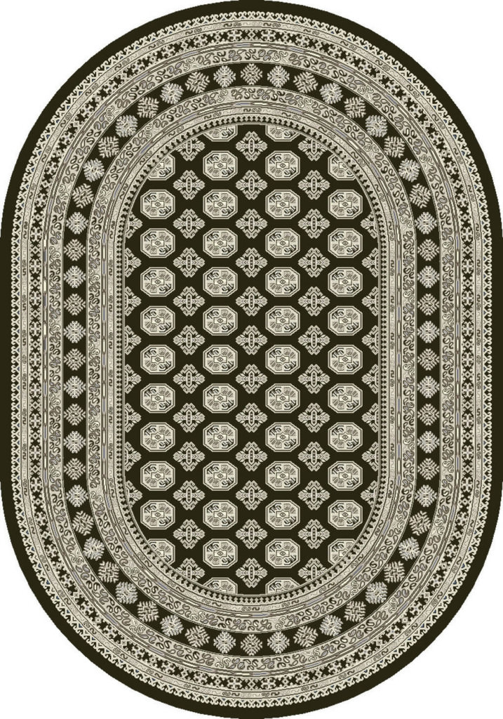 Dynamic Ancient Garden 6'-7" x 9'-6" Oval 57102-3636 Charcoal / Silver Rug