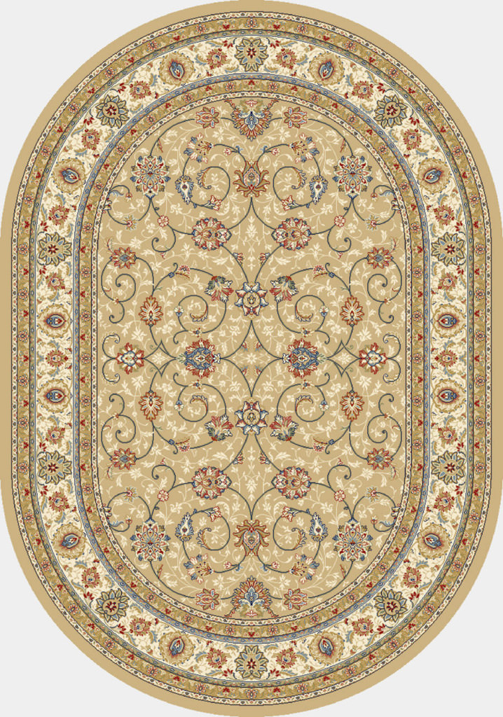 Dynamic Ancient Garden 6'-7" x 9'-6" Oval 57120-2464 Lt. Gold / Ivory Rug